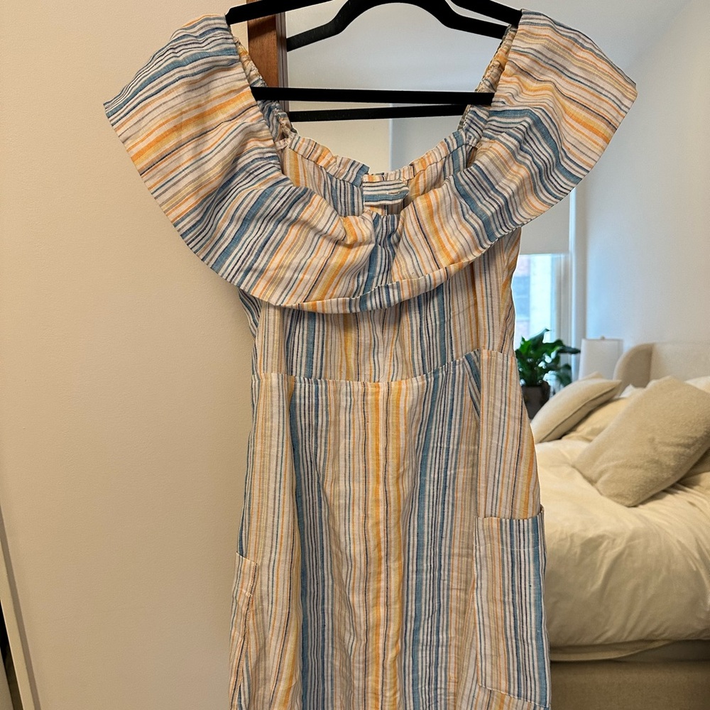 Reformation off the shoulder mini linen dress - Picture 3 of 6